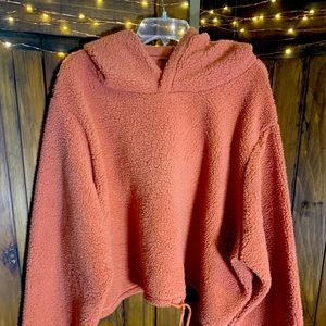 peach pullover crop hoodie